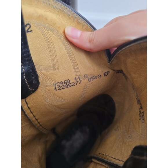 Tony Lama Y2060 Black Leather Embroidery Western Cowboy Pull On Mens Boots 11 D - Picture 9 of 12